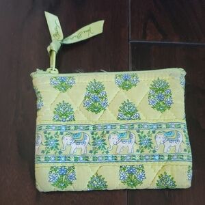 Vera Bradley Green Quilted Pouch Elephants